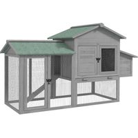 Hühnerstall Holz Hühnerhaus mit Freilaufgehege Nistkasten Rampe herausziehbarem Tablett für 2-4 Hühner 168x75x103cm Grau