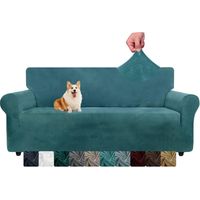 Sofa-Bezug aus Samt für 3-Sitzer Sofa-Bezüge, dehnbar, dick (3-Sitzer, Pfauenblau)