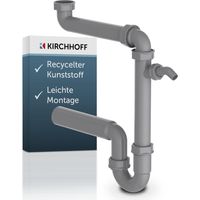 ECO-SAVE KS Raumspar-Spültisch-Röhrensiphon, Grau, 1 1/2"IG x 50 mm, mit 3/4" Geräteanschluss