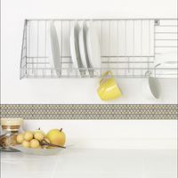 Autocollant adhésif décoratif jaune et gris, forme nid d'abeille, 5 cm X 180 cm - Listel pour décoration intérieure et extérieure.