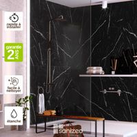 Kit 2 Panneaux Muraux Décoratifs de Douche - 120x120 cm - Ép. 4mm - Effet Marbre Noir - INFINITE BLACK KOBERTIN