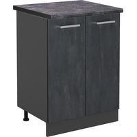 Meuble bas de cuisine R-Line, Béton noir, 60 cm PT Anthracite, Vicco