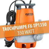 FUXTEC Teichpumpe Schmutzwasserpumpe Tauchpumpe 350 Watt, max. 7500 l/h, max. 7 m Förderhöhe, Fremdkörper bis 20 mm, stufenloser Schwimmerschalter