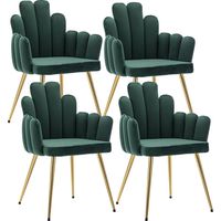 Dining Chairs 4Pcs in Velvet Kitchen Chairs with Special Designed Backrest for Living Room Restaurant Cafe, Green, Wahson