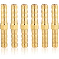 6PCS Raccord de tuyau 6mm en laiton, Raccord de tuyau en laiton 6mm(1/4"),Raccord droit à barbes Raccord de tuyau en laiton Raccord de douille Raccord fileté Raccords en laiton