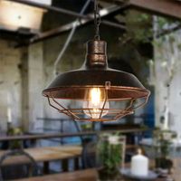 Lámpara Colgante, Lámpara de Techo Vintage, Rústico Iluminación en Industrial Estilo con Cadena de Hierro Edison E27 Base para Dormitorio Cocina Comedor - Óxido Ø26cm