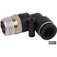 Coude fileté T-10 en plastique, pour tubes de 4 à 16 mm, haute étanchéité.