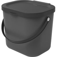Rotho Albula Bio-basura 6l con tapa para la cocina., Plástico (PP) sin BPA, antracita, 6l (23.5 x 20.0 x 20.8 cm)