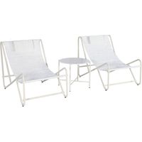 Set of 2 garden lounge chairs with round steel table Beige 101x76x66 cm - Salina