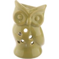 Brûleur a huile hibou en céramique vert
