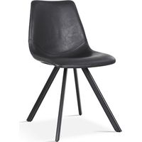 Schwarzer EMET PU Stuhl, Maße H83 x B46 x T60 cm, ideal für Ihre Küche oder Ihr Esszimmer.