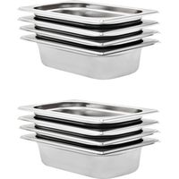 Vidaxl – Contenants Gastronorm 8 pcs GN 1/4 65 mm en acier inoxydable – Empilables – Pour cuisine professionnelle et restauration