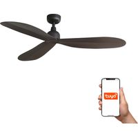 Faro Palma Ventilateur de plafond moyen à 3 pales, brun foncé, système intelligent Tuya