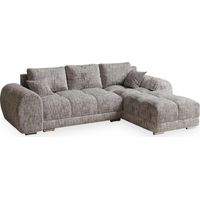 Mobilier Deco – Canapé d'angle convertible en tissu gris – Coffre de rangement intégré – Confort moelleux – Angle droit – Design élégant