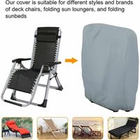 Funda protectora para tumbona plegable, resistente al polvo, impermeable y anti-UV, Oxford 210D, para sillón de jardín, 71 × 110 cm (gris)