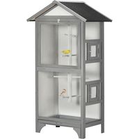 Voliera per Uccelli da Esterno in Legno di Abete, 80.5x57x158.5cm, Grigio Chiaro