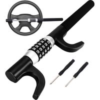 Bloccasterzo Ulisem, bloccasterzo per auto, senza chiave, estensibile, retrattile, con password, combinazione a 5 codici, resistente, universale (nero)