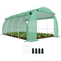 Invernadero de Túnel 4x3x2 m con Puerta y 8 Ventanas de Malla Enrollables Invernadero de Huerto para Patio Jardín Verde