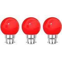 Lot de 3 ampoules LED Rouges B22 Incassables - Guirlandes guinguette - Culot baïonnette