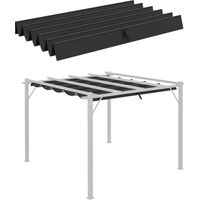 Cubierta para Techo Retráctil de 2,5x2,55m para Pérgola 3x3 Tela de Repuesto con 10 Orificios de Drenaje Gris Oscuro