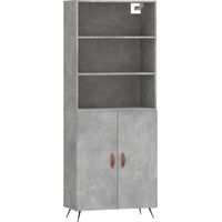 Maison La Vie - Buffet haut pour salon - Meuble de rangement Gris béton 69,5x34x180 cm Bois d'ingénierie bu1293