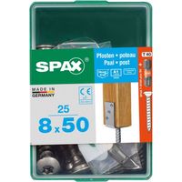 SPAX Pfostenschraube, 8 x 50 mm, 25 Stück, Vollgewinde, Zentrierkopf, T-STAR plus T40, CUT-Spitze - 4357189800504