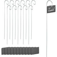Relaxdays – Lot de 12 étiquettes en ardoise pour plantes – Inscriptibles et résistantes – Dimensions 7x10cm – Couleurs anthracite et argenté