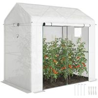 Outsunny – Serre de jardin 200 x 140 x 200 cm – Bâche renforcée 135 g/m² – Châssis acier – Porte zippée enroulable – Ventilation optimale