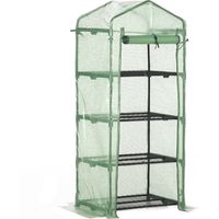 Serre de jardin - Outsunny - PE étagères 4 niveaux balcon bâche renforcée 140 g/m² fleurs - acier - 70x50x160cm - vert