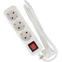 Multiprise Schuko + interrupteur 3x16A - 5m - Blanc - Zenitech