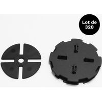 Lote de 320 plots regulables 10-15 mm para losas y baldosas con cuñas antirruido de 97 mm - Negro