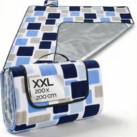 DETEX® Manta de Picnic Lonita de playa con aislante térmico impermeable 2 Tamaños y varios colores 200x200cm, Quadrate/Blau (de)