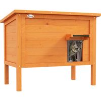 Niche pour chat errant, en bois isolé avec plancher amovible et toit ouvrant résistant à l'eau - Orange