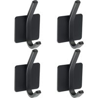 4-teiliges Wandgarderobenregal mit Klebehaken aus Edelstahl SUS 304, schwarz, mit Handtuchhalter für Bad oder Küche