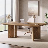 Tribesigns 63-inch Executive Desk, Farmhouse Home Office Computer Workstation with Spacious Tabletop, Rustic Writing Table Study Desk for Office, Study
