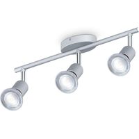B.K.Licht plafonnier 3 spots orientables 3x5W GU10 barre spots plafond salon salle à manger cuisine couloir lumière blanche neutre 4000K titane