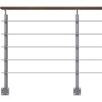 Kit garde-corps silver avec main courante Kebony 2m pose en applique, Opalu KORDO