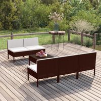 6-tlg. Garten-Lounge-Set mit Auflagen Poly Rattan Braun vidaXL