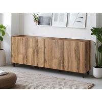 Bestmobilier – Buffet bas effet bois 4 portes 200 cm – Panneau stratifié – Résistant à l’humidité et aux rayures – Design contemporain