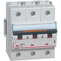 Disjoncteur magnétique seul DX³ MA 25kA arrivée haute et départ bas à vis 3 Pôles 400V 63A 4,5 modules LEGRAND 409885