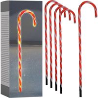ECD Germany LED Zuckerstangen 5er Set mit 40 Warmweißen LEDs, 73cm, Rot Weiß, batteriebetrieben, Außen & Innen, Beleuchtete Gartenstäbe Weihnachtsdeko Gartenstecker Weihnachtsweg Marker Lichterkette
