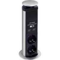 Bloc 3 prises escamotable + 2 x usb - schuko