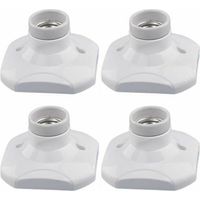 4 Pack de portalámparas LED E27, portalámparas de cerámica E27 y base de plástico, portalámparas de pared E27, portalámparas E27 blanco con aro para iluminación de pasillos, techos y balcones