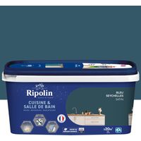 Pintura para paredes de cocina y baño RIPOLIN, 2 litros, azul Seychelles satinado RIPOLIN