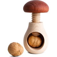 Schiaccianoci in legno Schiaccianoci manuale per la cucina 10 x 6 cm Forma a fungo Legno di faggio naturale Con meccanismo a vite Robusto e durevole