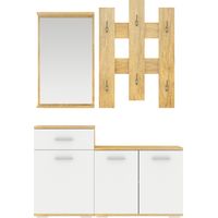 Set per Ingresso 3 in 1 Appendiabiti Muro Specchio Scarpiera Panca Legno