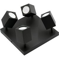 Plafoniera nera Quantus 4 faretti GU10 in metallo 26cm