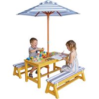 Ensemble table de pique-nique pour enfants avec parasol et coussins