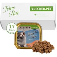"translations":["text":"17 x 100 g Lecker.Pet® Mia's Feine Paté, riche en saumon, nourriture humide pour chats, alimentation complète","detectedsourcelanguage":"DE","taghandlingversion":"v1