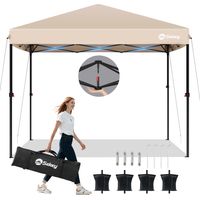 Sekey Faltpavillon 3x3m Pop Up Pavillon Partyzelt mit 4 Sandsäcken, Wasserdicht - UV-Schutz 52+, für Festival, Events, Picknicks, Taupe